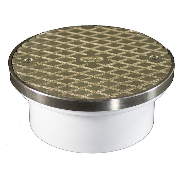 Jones Stephens C60065 3" x 4" PVC General Purpose Access Fitting with 5" Nickel Bronze Cover with Ring
