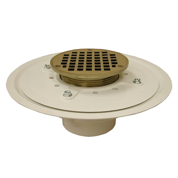 Jones Stephens D50061 3" Heavy Duty PVC Drain Base with 3-1/2" Metal Spud and 5" Nickel Bronze Strainer