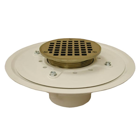 Jones Stephens D50061 3" Heavy Duty PVC Drain Base with 3-1/2" Metal Spud and 5" Nickel Bronze Strainer