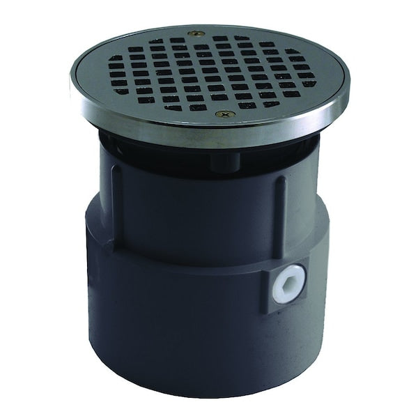 Jones Stephens D53419 4" PVC Over Pipe Fit Drain Base with 3-1/2" Plastic Spud and 5" Chrome Plated