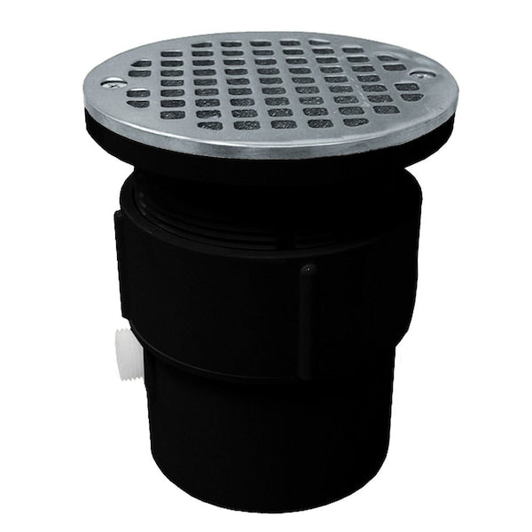 Jones Stephens D53435 3" x 4" ABS Pipe Fit Drain Base with 3-1/2" Plastic Spud and 5" Stainless Steel Strainer