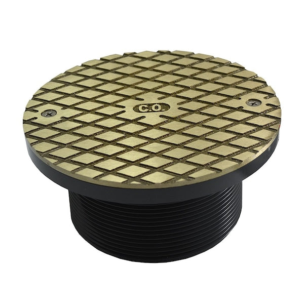 Jones Stephens D59916 4" Heavy Duty PVC Cleanout Spud with 6" Nickel Bronze Round Cover