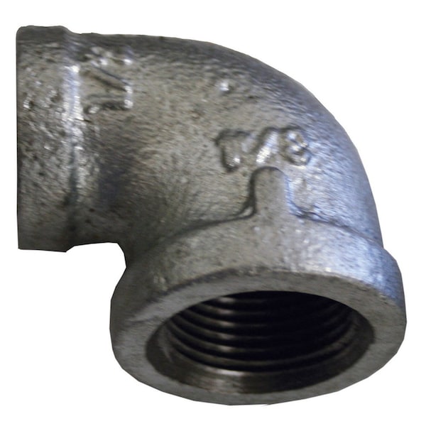 Jones Stephens G2350305 1-1/2" x 3/4" Galvanized Iron 90° Reducing Elbow, Banded