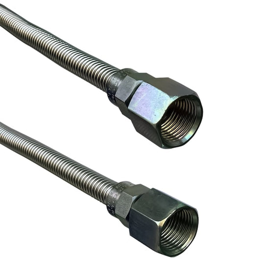 Jones Stephens G70008 3/8" OD (1/4" ID) X 18" Long, 1/2" Female Pipe Thread X 1/2" Female Pipe Thread, Uncoated Corrugated Stainless Steel Gas Connector