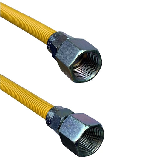 Jones Stephens G70101 3/8" OD (1/4" ID) X 12" Long, 1/2" Female Pipe Thread X 1/2" Female Pipe Thread, Yellow Coated Corrugated Stainless Steel Gas Connector