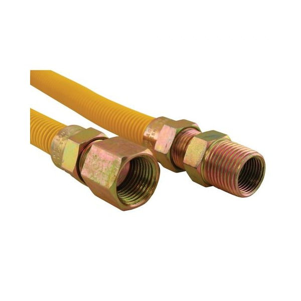 Jones Stephens G71129 5/8" OD (1/2" ID) X 24" Gas Connector, Yellow Coated Corrugated Stainless Steel, 1/2" FIP X 1/2" MIP