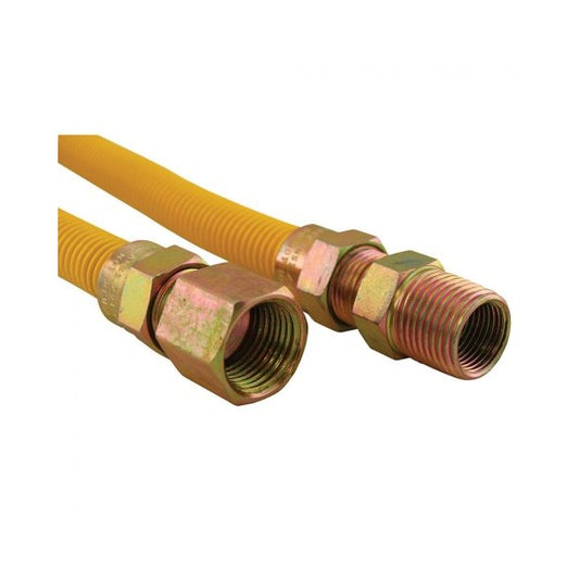Jones Stephens G71129 5/8" OD (1/2" ID) X 24" Gas Connector, Yellow Coated Corrugated Stainless Steel, 1/2" FIP X 1/2" MIP