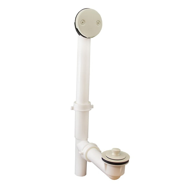 Jones Stephens P3751BI Biscuit Two-Hole Friction Lift Bath Waste Kit, Tubular Full Kit, PVC