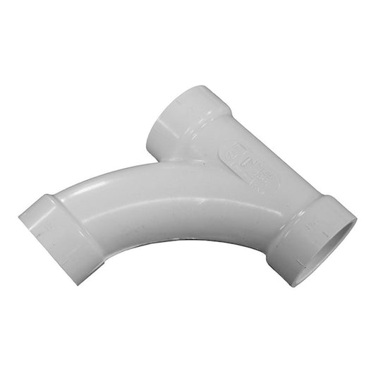 Jones Stephens PFY543 4" x 4" x 3" PVC 45° Bend Combination Wye, H x H x H