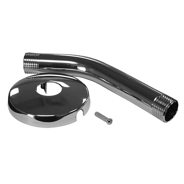 Jones Stephens S01042 6" Chrome Plated Shower Arm and Flange with Set Screw