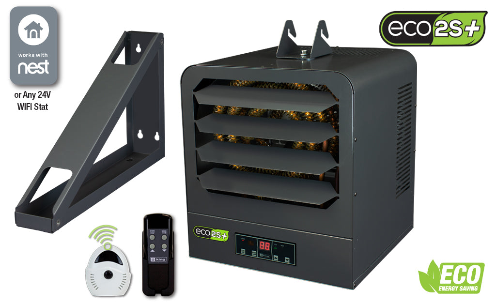 King Electric KB2404-1-ECO2S-PLUS Kb Electronic 2-Stage Unit Htr,240V 4Kw 1Ph, 24V Control, W/ Remote Sensor