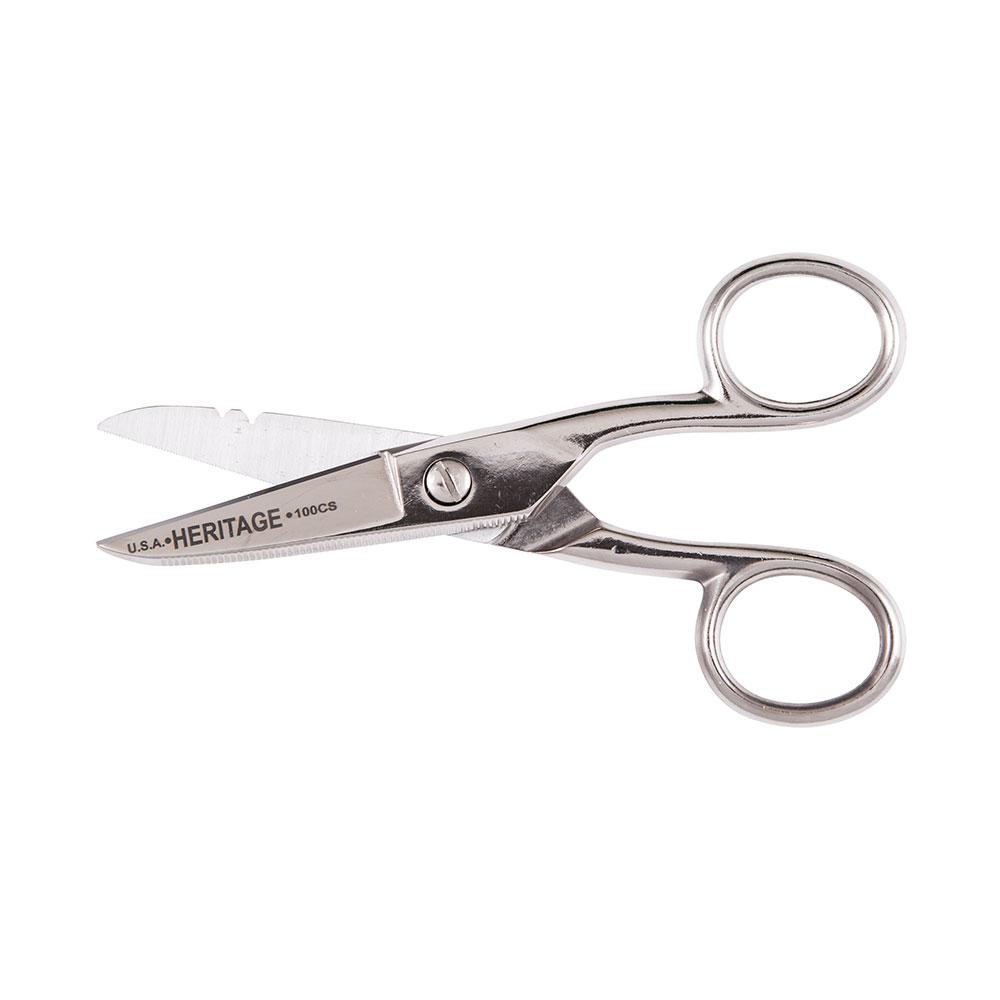 Klein Tools 100CS Serrated Electrician Scissors with Stripping