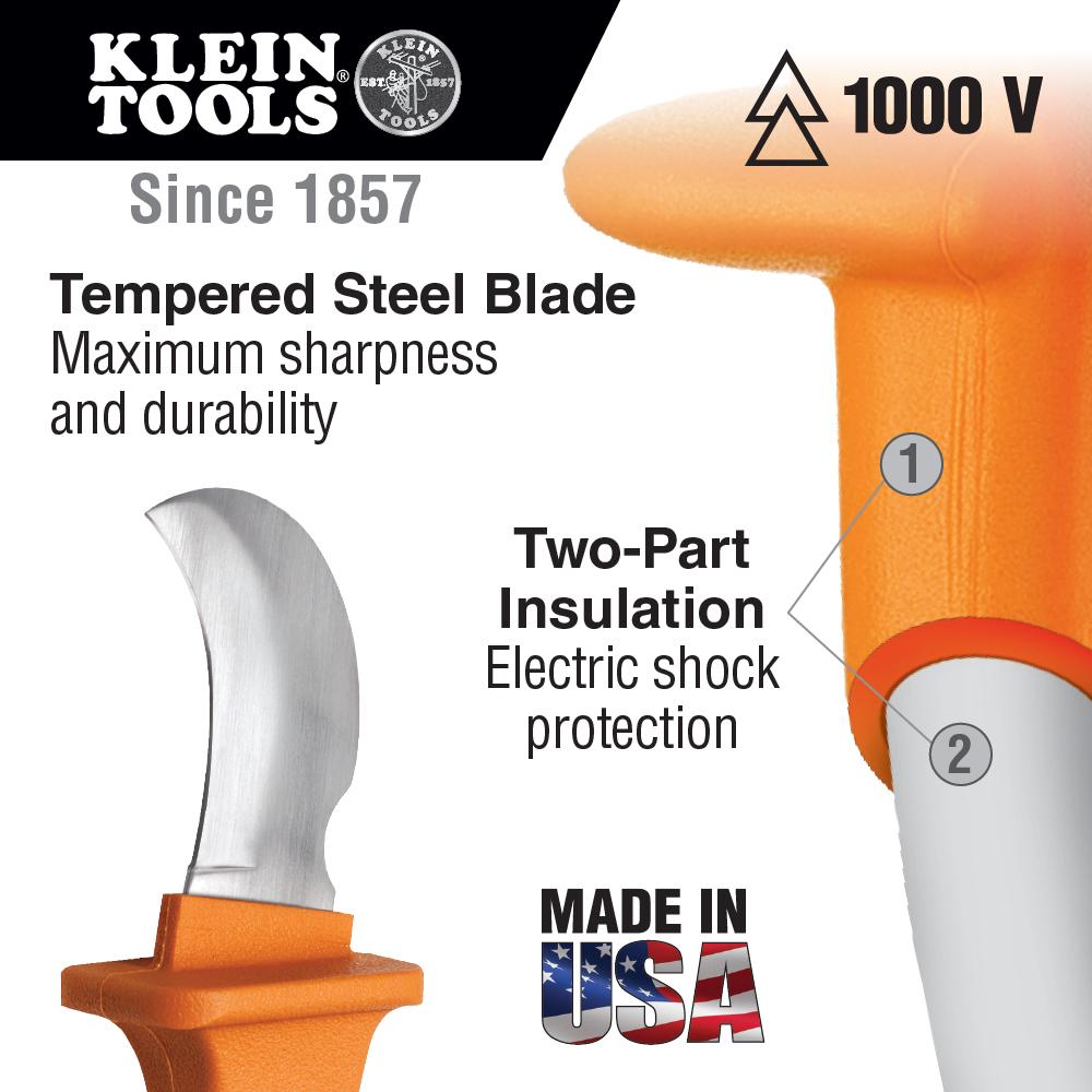 Klein Tools 1571INS Lineman's Skinning Knife, Insulated