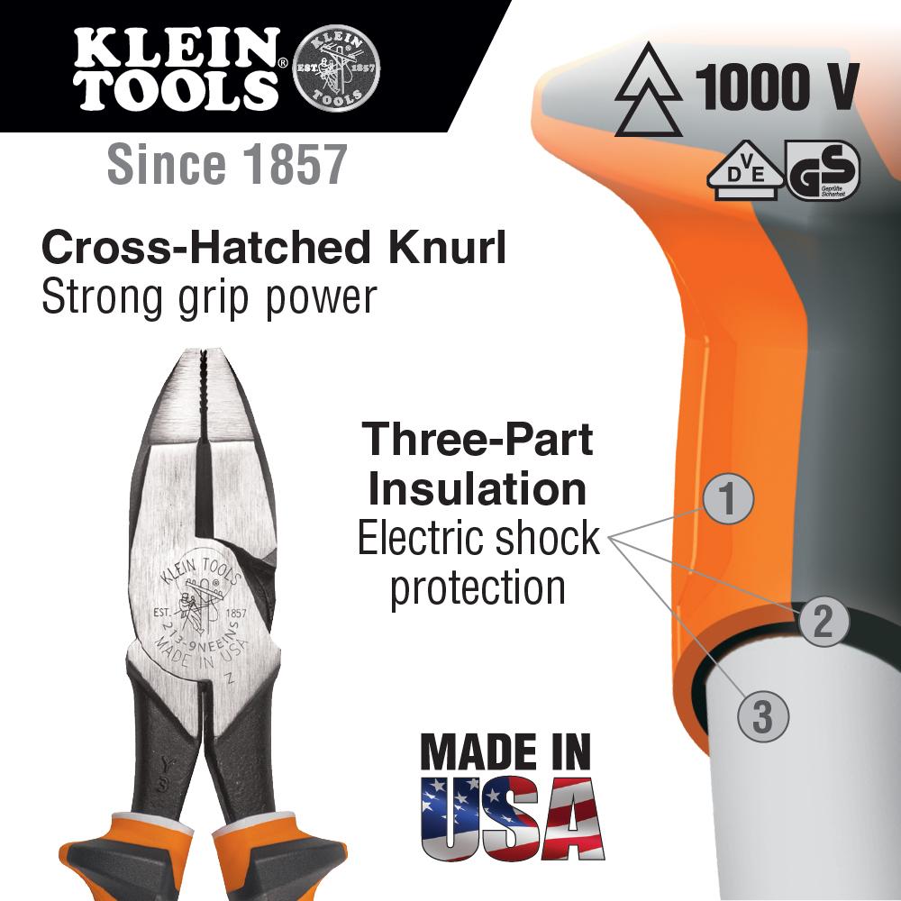 Klein Tools 20009NEEINS Elec Ins 9In Side Cut Pliers (1 EA)