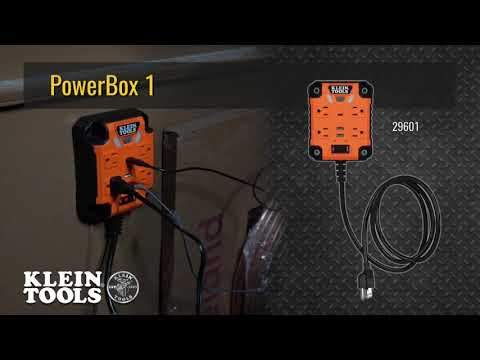 Klein Tools 29601 PowerBox 1, Magnetic Mounted Power Strip with Integrated LED Lights