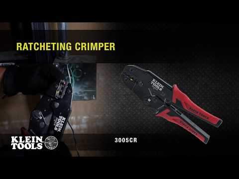 Klein Tools 3005CR Ratcheting Crimper, 10-22 AWG - Insulated Terminals