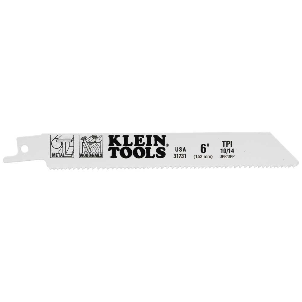 Klein Tools 31731 Reciprocating Saw Blades, 10/14 TPI, 6-Inch, 5-Pack