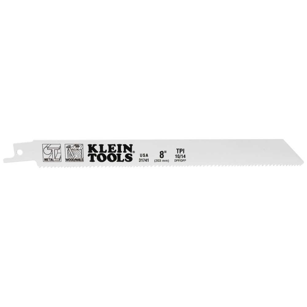 Klein Tools 31741 Reciprocating Saw Blades, 10/14 TPI, 8-Inch, 5-Pack