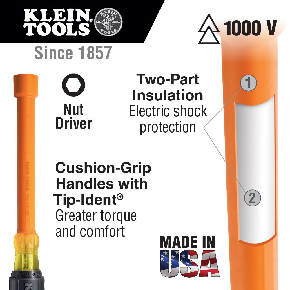 Klein Tools 33524 Nut Driver Set, 1000V Insulated, 9-piece