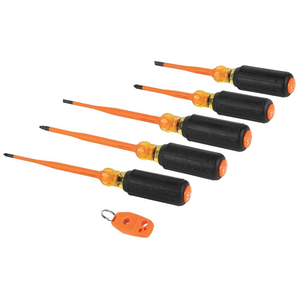 Klein Tools 33736INS Screwdriver Set, 1000V Slim-Tip Insulated and Magnetizer, 6-Piece