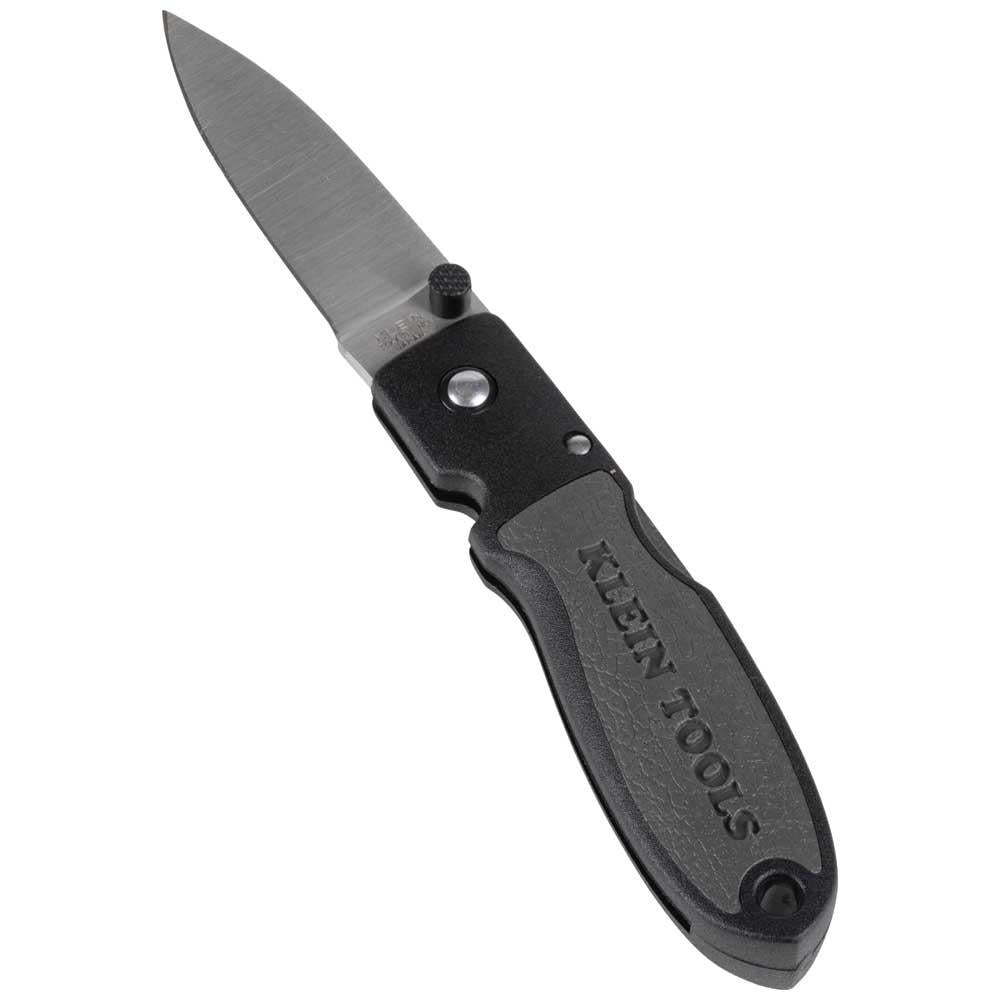 Klein Tools 44002 Lightweight Lockback Steel Blade, 2-3/8-Inch Drop Point Blade, Black Handle