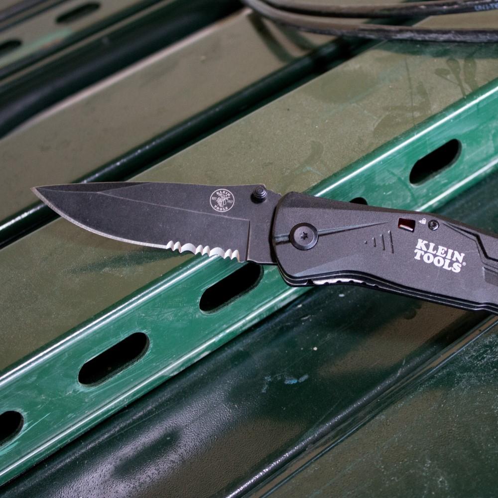 Klein Tools 44223 - Versatile Pocket Knife with Spring-Assisted Opening and Durable Steel Blade, Essential Tool for Various Tasks