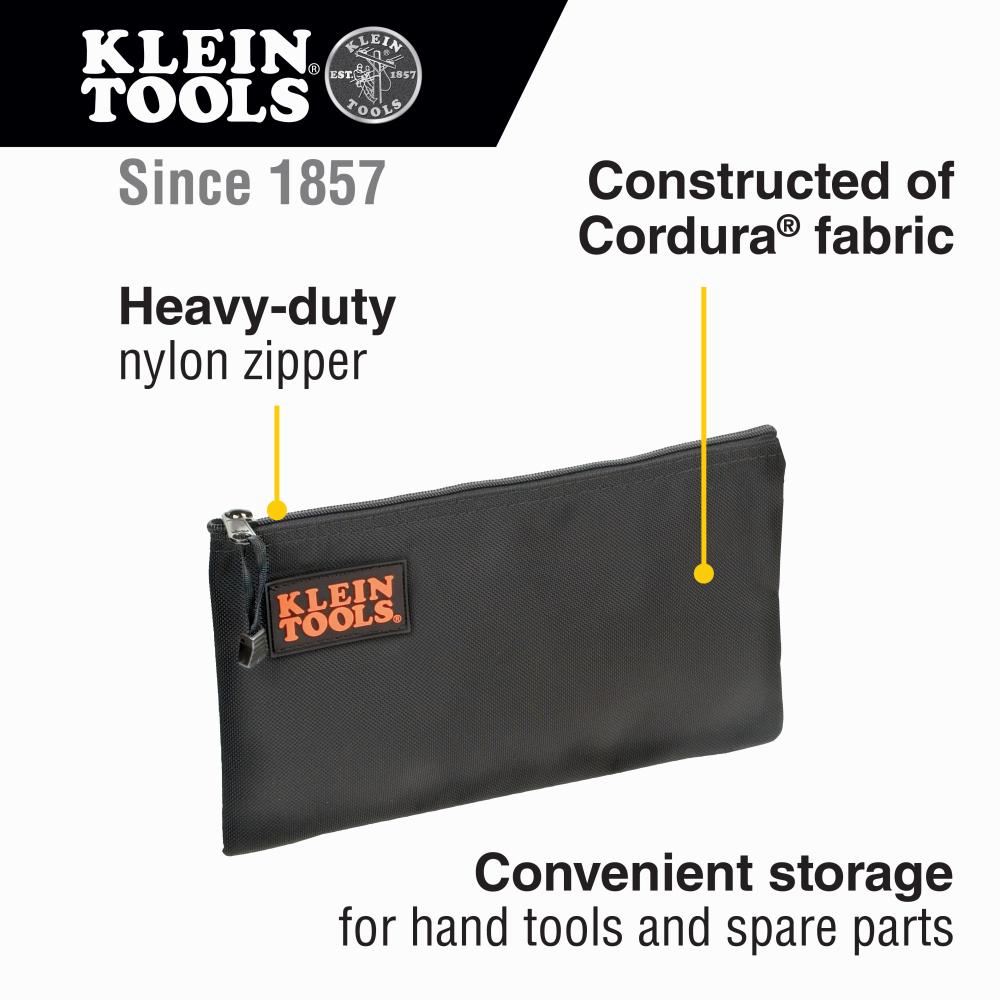 Klein Tools 5139B Zip Bag Cordura Ballistic Nylon Blk 12-1/2"X7"