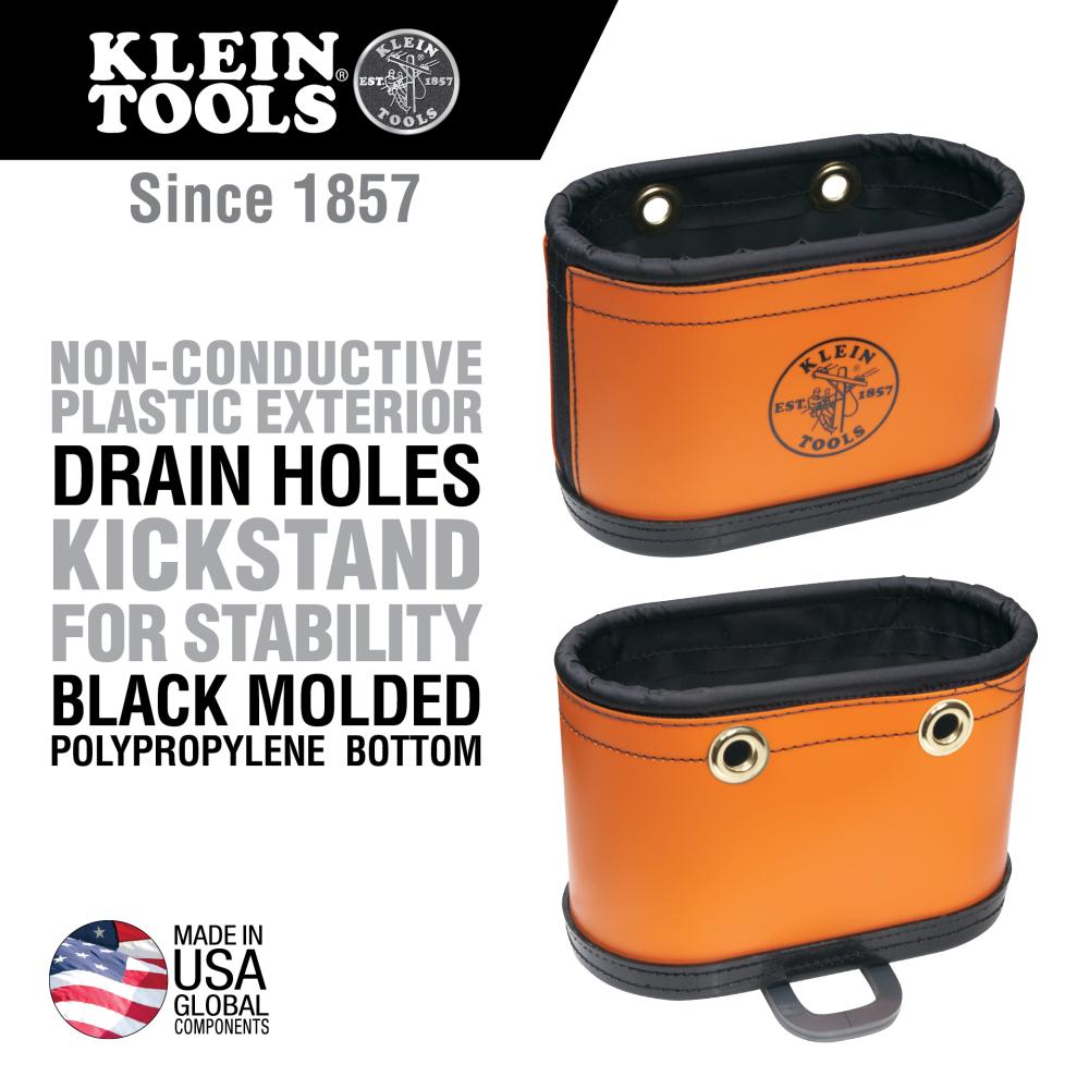 Klein Tools 5144BHB Hard-Body Bucket, 14 Pocket Oval Bucket with Kickstand