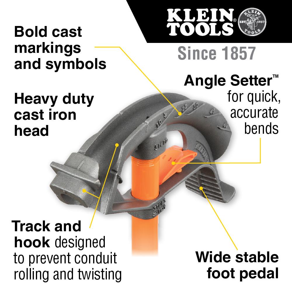 Klein Tools 51604 Iron Conduit Bender Full Assembly, 3/4-Inch EMT with Angle Setter