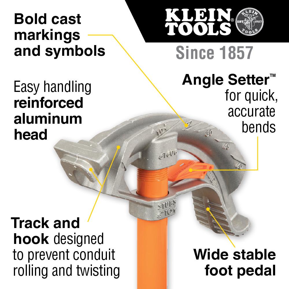 Klein Tools 51606 Aluminum Conduit Bender Full Assembly, 1/2-Inch EMT with Angle Setter