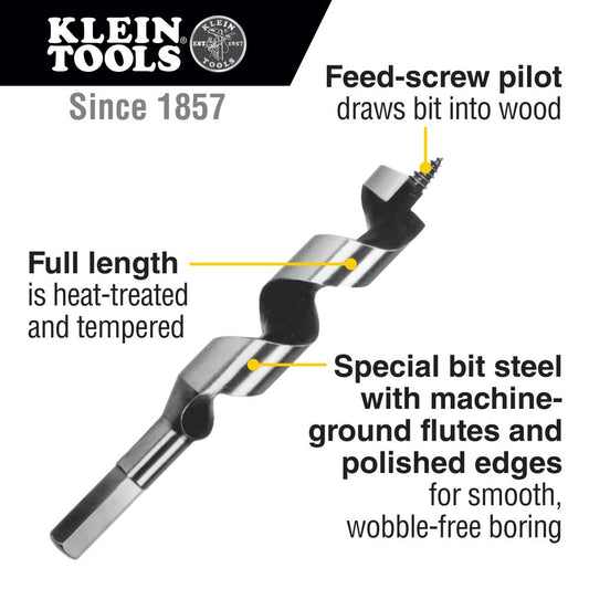 Klein Tools 53402 Ship Auger Bit with Screw Point 3/4-Inch