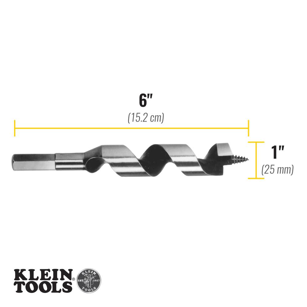 Klein Tools 53406 Steel Ship Auger Bit, Screw Point, 1 x 4-Inch