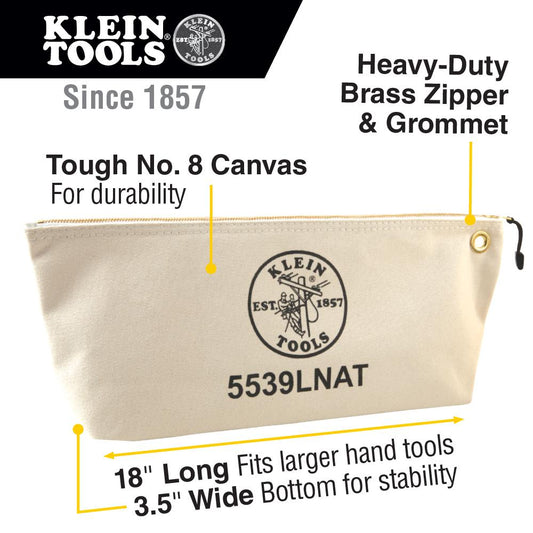 Klein Tools 5539LNAT Klein Tools Large Canvas Bag with Zipper