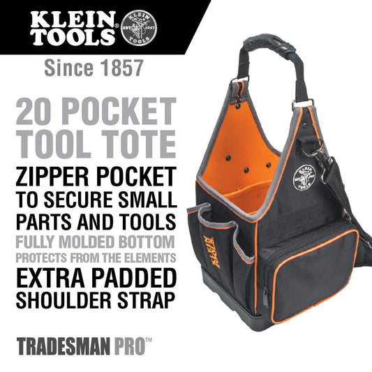 Klein Tools 554158-14 Tool Bag, Tradesman Pro Tool Tote, 20 Pockets, 8-Inch