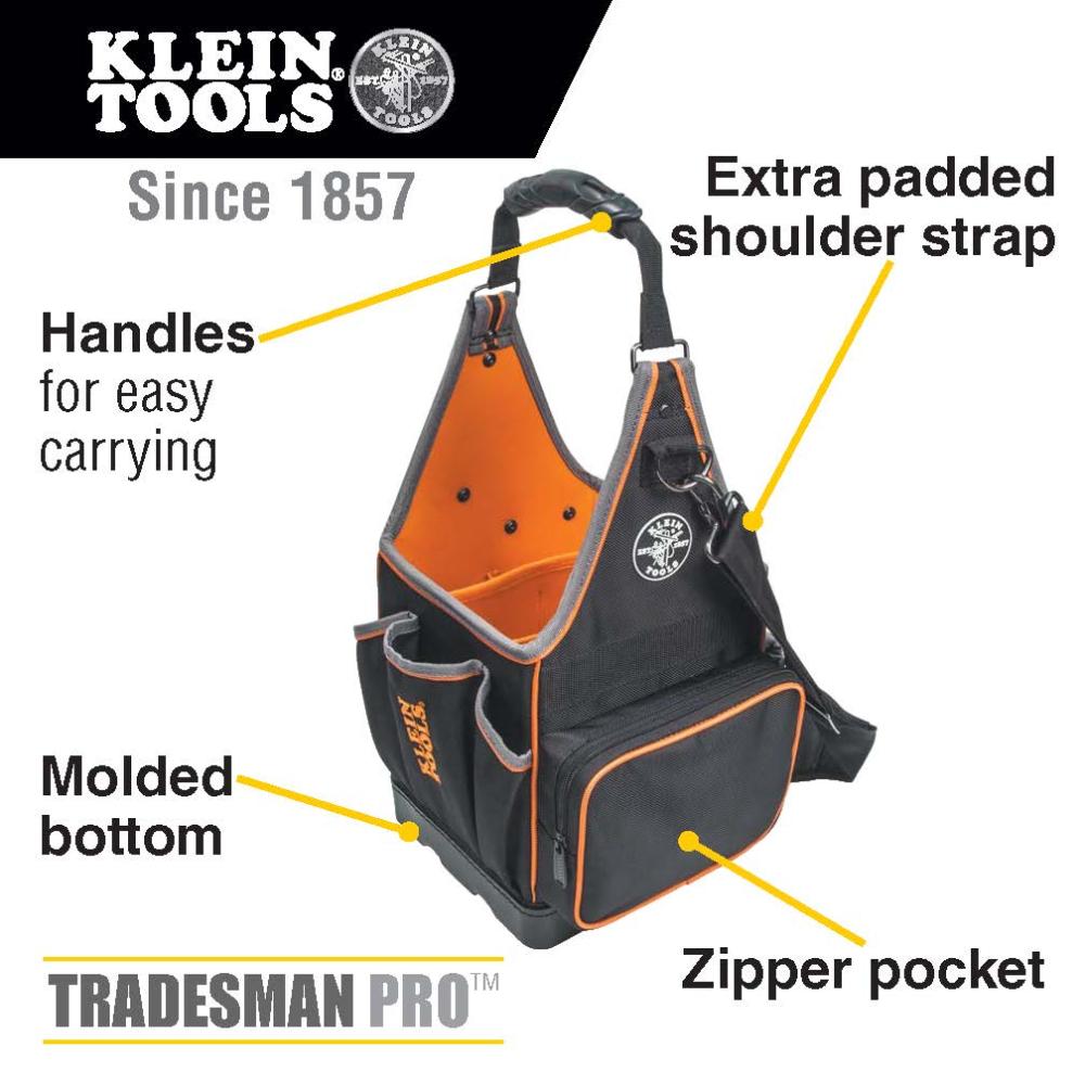 Klein Tools 554158-14 Tool Bag, Tradesman Pro Tool Tote, 20 Pockets, 8-Inch