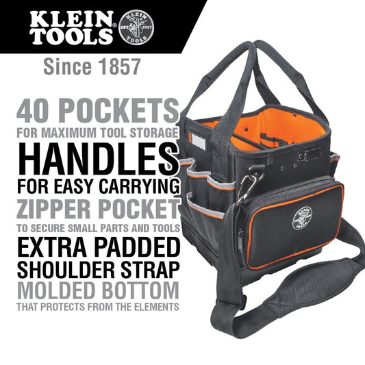 Klein Tools 5541610-14 Tool Bag, Tradesman Pro Tool Tote, 40 Pockets, 10-Inch