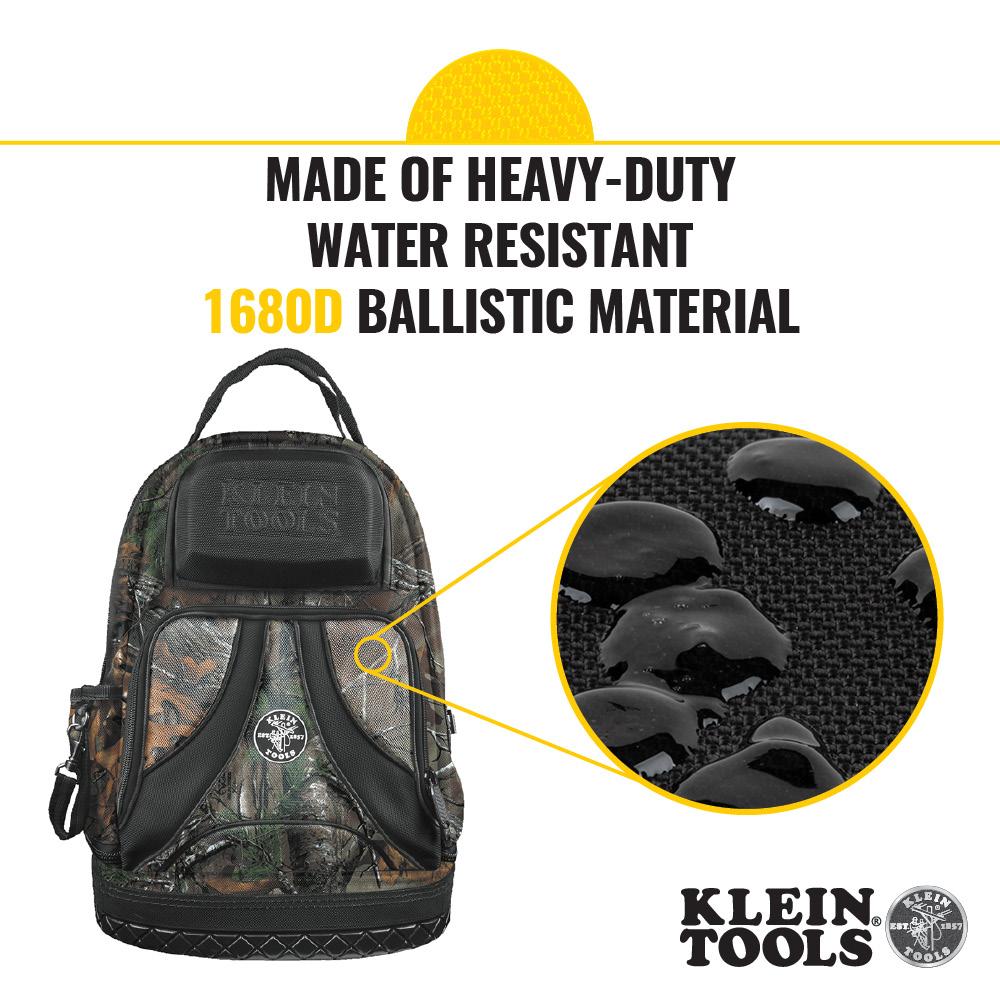 Klein Tools 55421BP14CAMO Tradesman Pro Tool Bag Backpack, 39 Pockets, Camo, 14-Inch