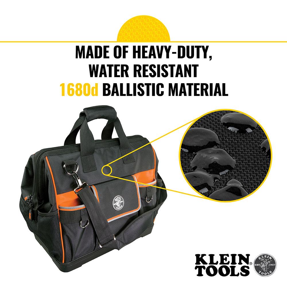 Klein Tools 55469 Tool Bag, Tradesman Pro Wide-Open Tool Bag, 42 Pockets, 16-Inch