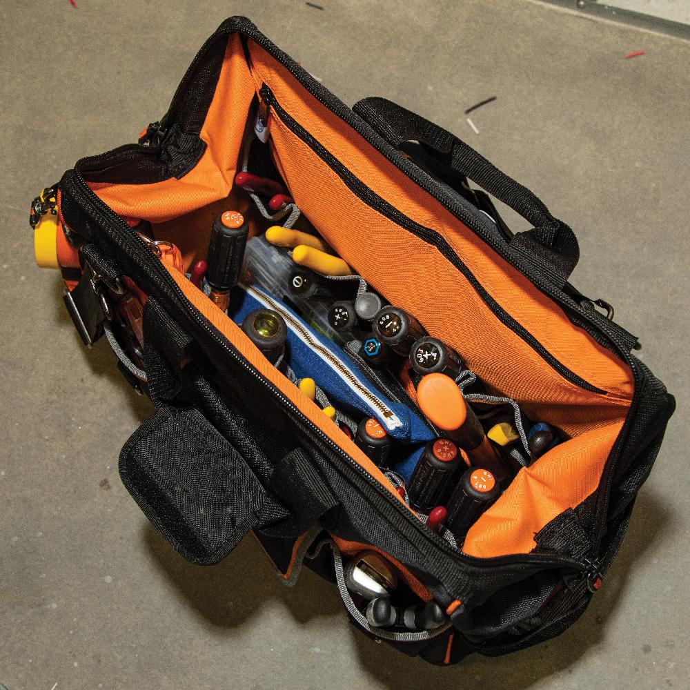 Klein Tools 55469 Tool Bag, Tradesman Pro Wide-Open Tool Bag, 42 Pockets, 16-Inch