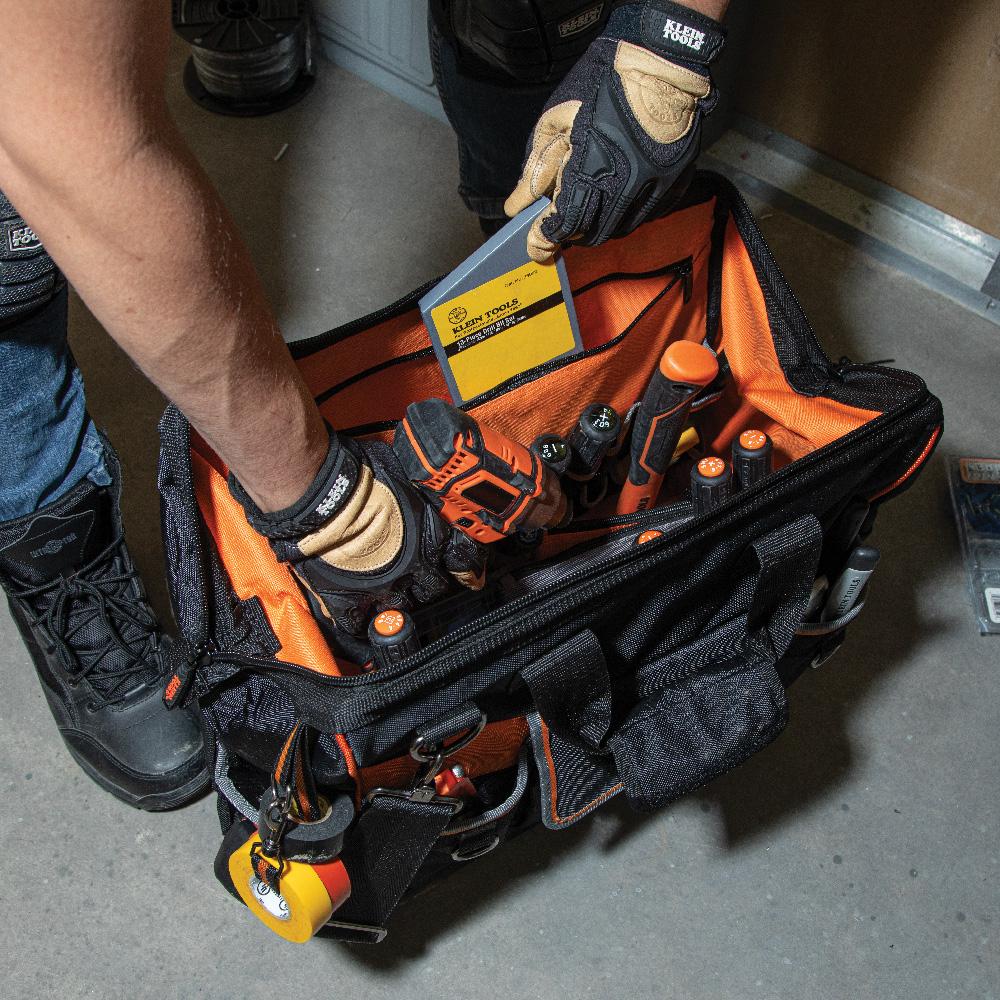 Klein Tools 55469 Tool Bag, Tradesman Pro Wide-Open Tool Bag, 42 Pockets, 16-Inch