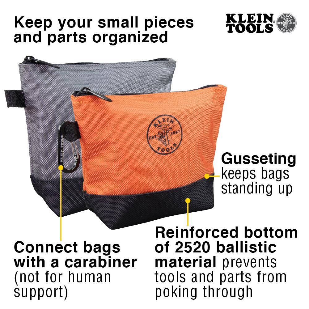 Klein Tools 55470 Zipper Bag, Stand-Up Tool Pouch, 2-Pack