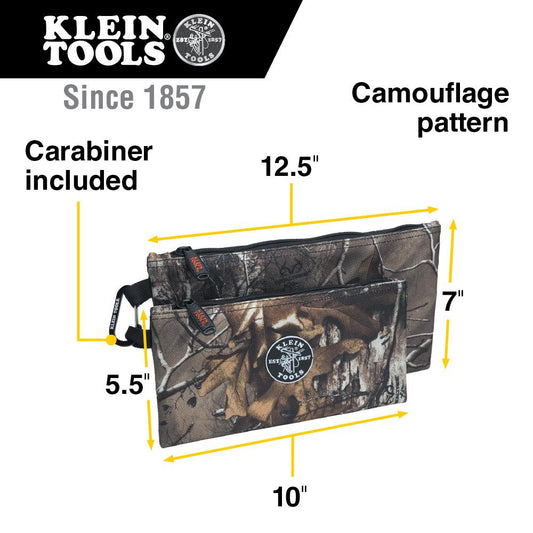 Klein Tools 55560 Zipper Bags, Camo Tool Pouches, 2-Pack