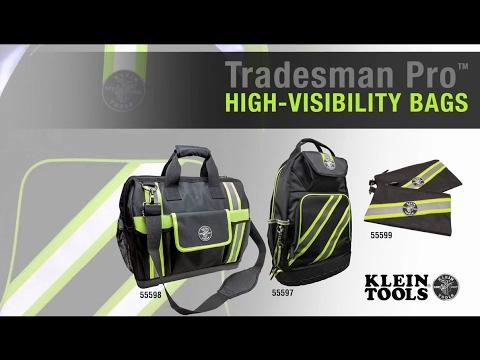 Klein Tools 55598 Tool Bag, Tradesman Pro High-Visibility Tool Bag, 42 Pockets, 16-Inch