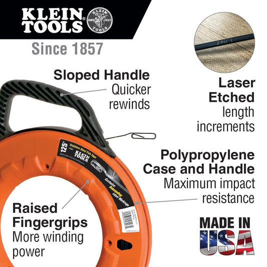 Klein Tools 56002 65 Ft Steel Fish Tape