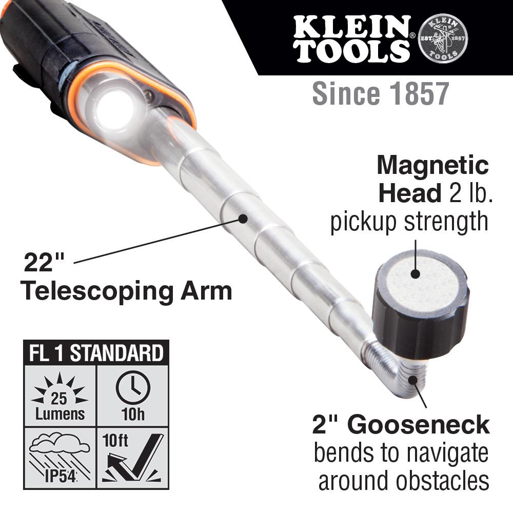 Klein Tools 56027 Klein Tools Telescoping Magnetic LED Pickup Tools