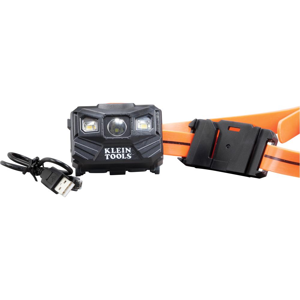 Klein Tools 56064 Rechargeable Headlamp with Silicone Strap, 400 Lumens, All-Day Runtime