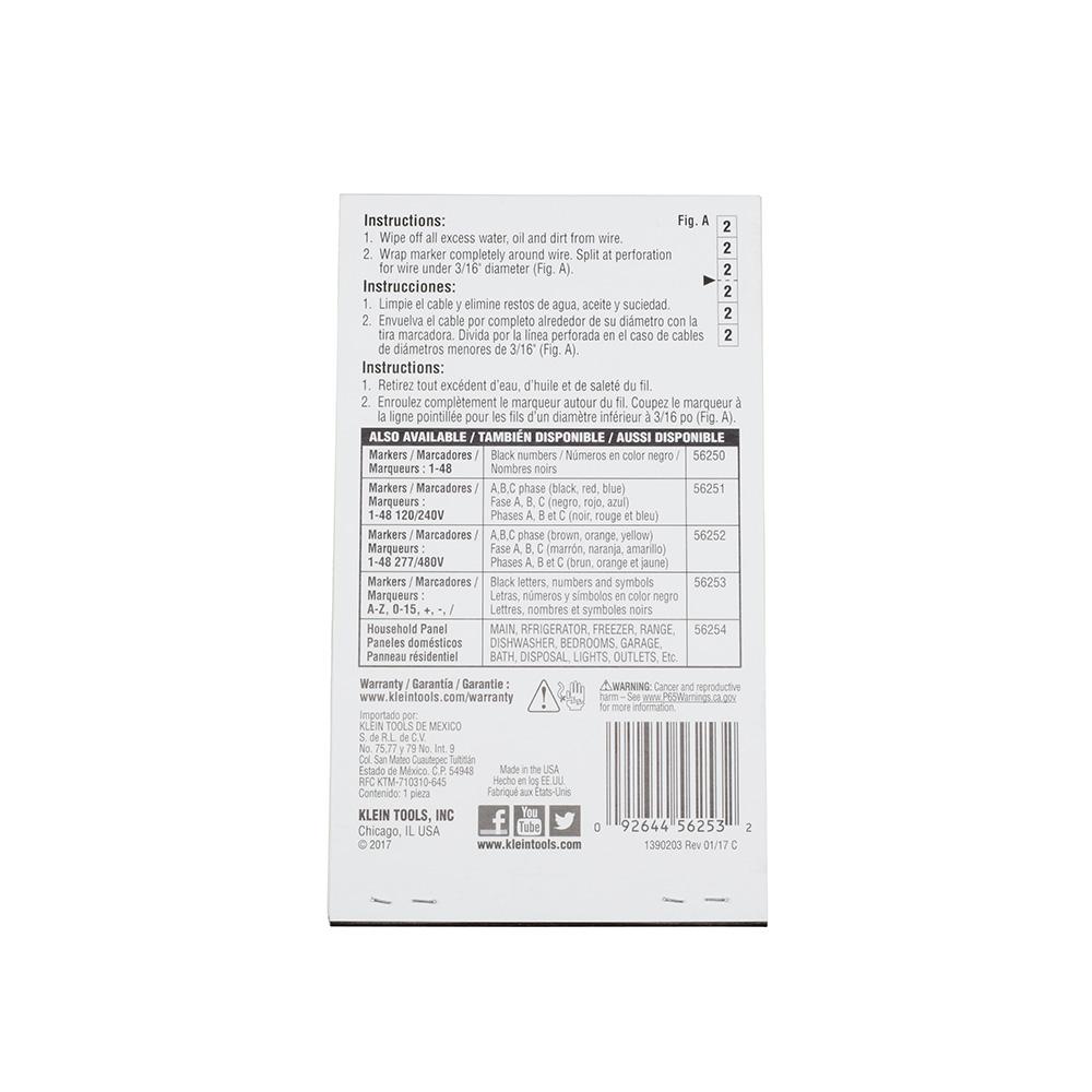 Klein Tools 56253 Wire Marker Book, Black Letters, Numbers, and Symbols