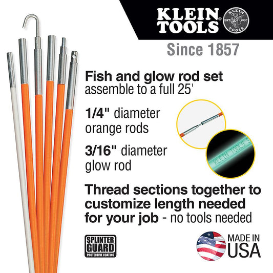 Klein Tools 56325 Fish and Glow Rod Set, 25-Foot