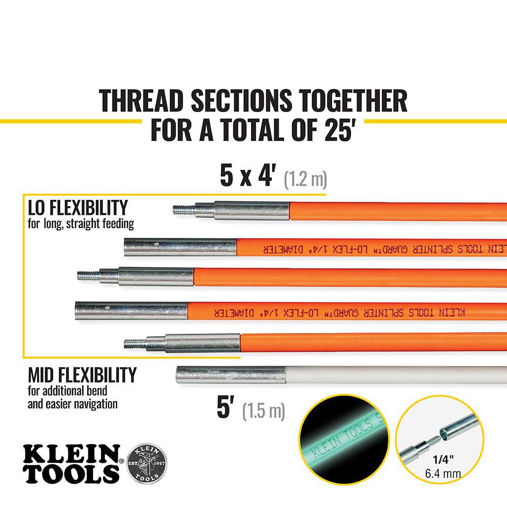 Klein Tools 56325 Fish and Glow Rod Set, 25-Foot
