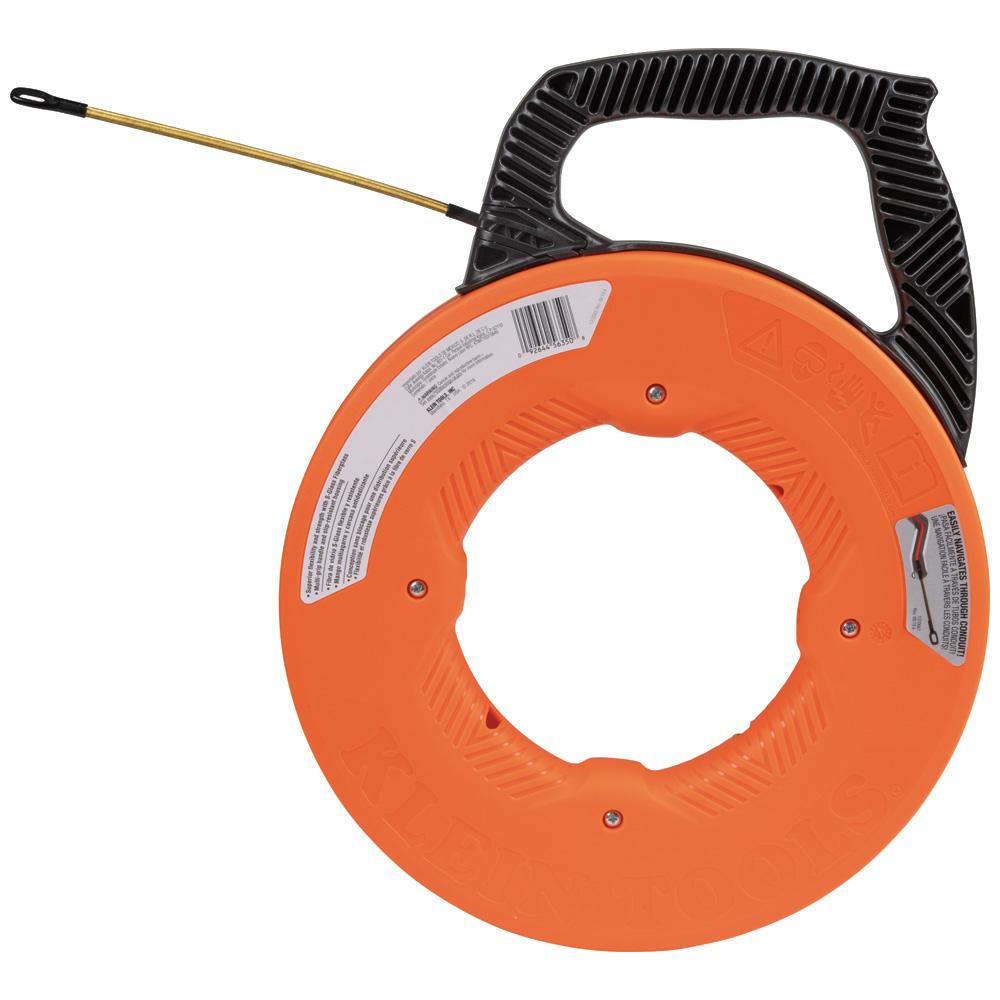 Klein Tools 56350 Fiberglass Fish Tape with Spiral Steel Leader, 50-Foot
